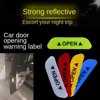 4Pcs/Set Car OPEN Reflective Tape Warning Mark Reflective Stickers Reflective Strips Auto Driving Safety Mark Car Stick