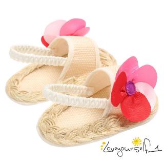 ♛loveyourself1♛-Infant Toddler Baby Girls Shoes Non-Slip Sole Rattan Weave Flower Sandals Newborn First
