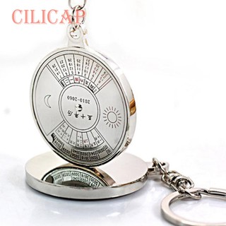 CILICAP Years Perpetual Calendar Keyring Keychain Silver Alloy Key Chain Ring Keyfob