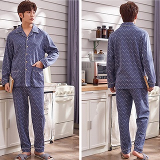 Cotton Men's Long Sleeve Large Size Pajamas & Nightgowns & Sleepshirts Casual Homewear Set Winter Sp