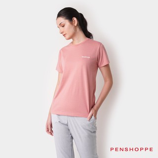 Penshoppe All Over Print Relaxed Fit T-Shirt With Branding For Women (Old Rose)