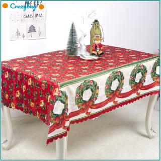 [Xmas]New Christmas Decorations Polyester Printed Dust-Proof Tablecloth Table Kitchen Dining Cloth