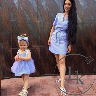 THK-Mother and Daughter Stripe Dress Matching Women Kid (3)