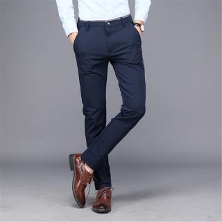 Men Casual Fashion British Style Straight Slim Elastic Chinos Pants Business Formal Long Trousers (4)
