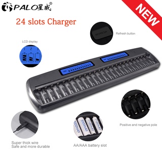 PALO 24 Slots LCD Display Smart intelligent Battery Charger for AA / AAA battery Ni-CD Ni-MH 1.2V re