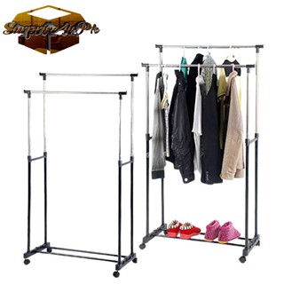 S4UPH Adjustable double pole telescopic stainless steel clothes rack high quality