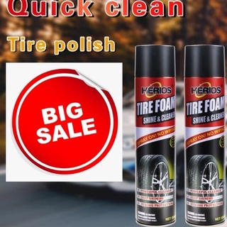 Herios Waterless Tire Foam Cleaner Spray with Tire Wax Tire Black Tire Shine Tire Cleaner