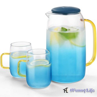 FL 1.5L Cold Water Pitcher Glass Water Pitcher Heat Resistant Borosilicate Glass Carafe BPA Free Coffee Tea and Juice Beverage Brewer with Gift box
