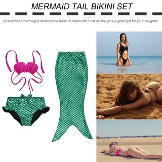 【G】Girl Kids Mermaid Tail Swimmable Bikini Set (1)