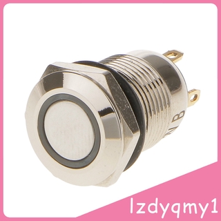 Pretty Stainless Steel 12V Blue LED Push Button Switch Push ON/OFF Waterproof 12mm