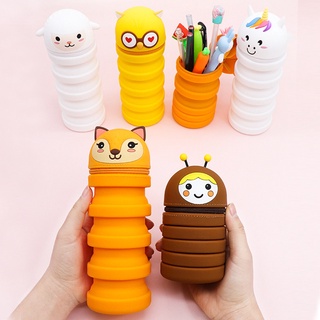 Pencil Case Stationery Box Large Capacity Silicone Retractable Pencil Cases Student Pen Bag