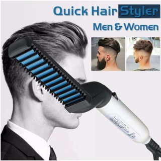 Hair Curling Iron M Styler Men's All In One Ceramic Hair Styling Iron Comb for Men(EU Plug)