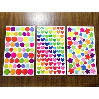1 sheet Deco Stickers Circles Hearts Stars