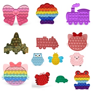 Push Pop It Bubble Sensory Anti stress Restore Emotions Stress Relieve Toys Autism Needs Stress Relief Silicone Cart0on Train Owl Animal Bee Bow shape Rainbow Colorful
