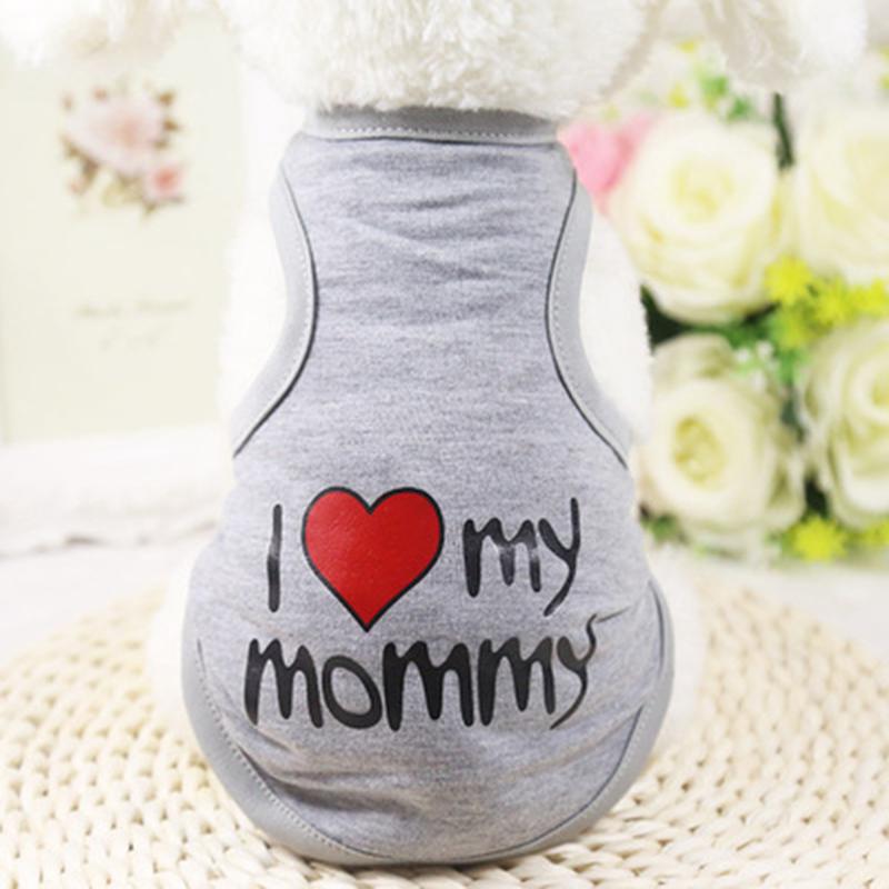 Summer Small Dog Clothes Pet Love Mommy and Dad Soft T-shirt for Dogs Clothing Fashion Casual Vest Puppy CL0014 (3)