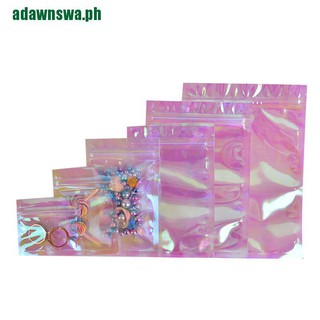 【adawnswa】100Pcs Iridescent Zip lock Bags Cosmetic Plastic Laser Holographic Zipper B Wq