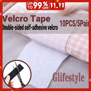 (COD) GLIFESTYLE 10PCS/5Pair Velcros Adhesive Black White Magic Tape,Self Adhesive Velcros Hook Loop Fastener Nylon Sticker Tape Strong Glue