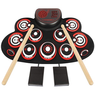 【rhythm Daren】Electronic Drum Set - Practice Drum Pad Roll Up Potable Drum Kit with Headphone Jack B