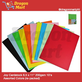 Joy Cardstock 8.5 x 11" 200gsm 10's Assorted Colors (re-packed)
