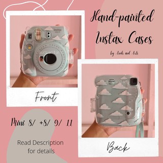 Customized Hand-painted Fujifilm Instax Mini 11, 9, 8 Transparent Clear Case w/ Free Strap