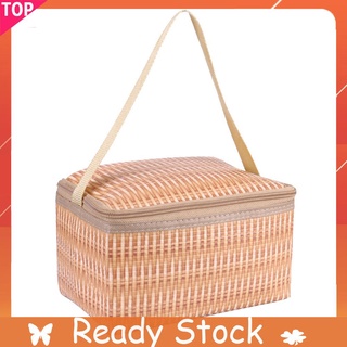 Portable Imitation Rattan Thermal Lunch Bag Insulated Cooler Lunch Tote