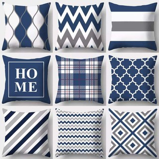 Home Plus MS-32 Blue Geometric Throw Pillow Case Throw Pillow Cover Only 18x18inches (1)