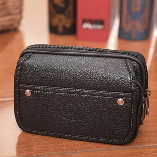 Men PU Leather Wallets Credit Card Purse Mobile Phone Waist Bag (Coffee