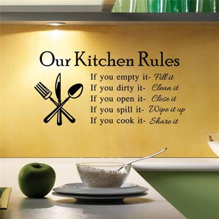 Kitchen Rules Decals Living Room Wall Stickers Art Quote