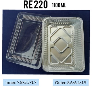 8x6 Aluminum Foil Tray Macaroni Pan with Plastic Lid 10 pcs