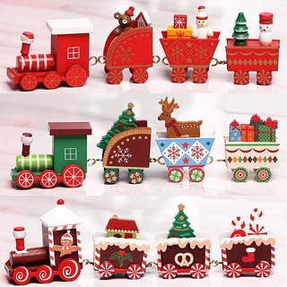 Wooden Christmas Train Ornament Xmas Decoration For Home Santa Claus Gift Toys Crafts/Table Decor/Cake decoration accessories