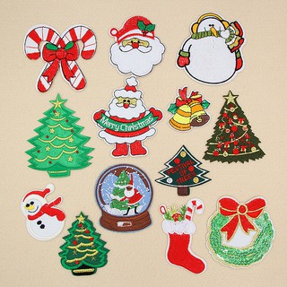 Merry Christmas Design Embroidered Cloth Iron On Patches Sewing Motif Appliques