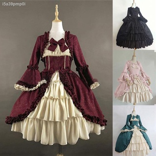 Lolita skirt full set⊙Xiongjia 2020 European and American Medieval Vintage Gothic Palace Dress with