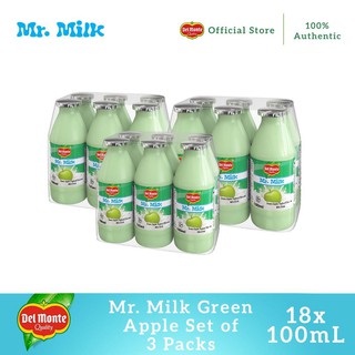 ✱Del Monte Mr. Milk Green Apple Yoghurt Flavored Milk Drink 100mL x 6 (Set of 3)