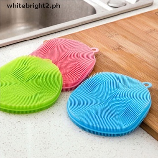 [white2] Silicone Dish Washing Sponge Scrubber Kitchen Cleaning antibacterial Tools Hot ❤