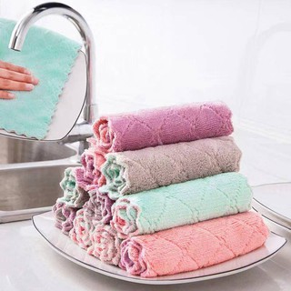 10pcs Microfiber Cloth Cleaning Rags Hand Washing Cloth Kitchen Towel Coralline Plate Cloth Rag (2)