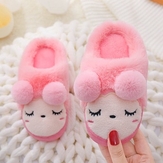 cute bag▩✻Children's cotton mopChildren's slippers Winter parent-child baby cartoon cute home non-sl