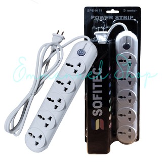 Universal Outlet Power Strip 5 Socket Power Extension US Plug 5Meters Cord Cable Sofitec SPS-9174