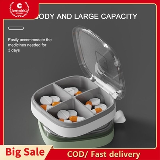 [COD/ Fast delivery] Moisture-proof sealed multi-pack box, portable mini pill box, pill medicine box [bestwish1]