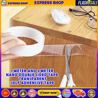 Original 1 & 3 Meter Double Sided Nano Tape Transparent Self Adhesive Ultra Sticky Portable Gel Grip (1)