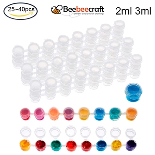 BeeBeecraft Plastic Paint Pots Strips 3ml 8 Pots/8 Pots 2ml/3ml 5 Pots Mini Empty Paint Cups with Lids for Arts Crafts Watercolor Pigment