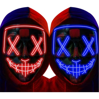 Scary Halloween Mask LED Light up Mask Glowing in The Dark Mask 3 Lighting Modes Cosplay Party Face (3)