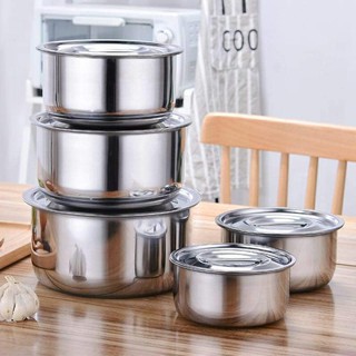 5pcs Stainless Steel Stock Pot Set Cookware Food Warmer Good Quality Thick 16-24CM