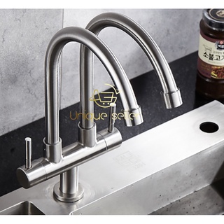 [One year warranty] 304 double dragon dual water tap kitchen faucet 406HE
