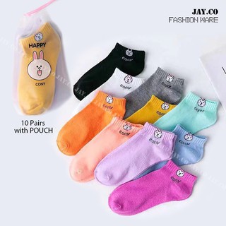 [Ubras] 10 Pairs with POUCH Fashion Bunny socks Ankle COTTON Socks#SCJC282 POUCH (1)