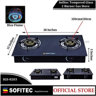 Sofitec Double Burner Gas Stove Tempered Glass Top Stove Cooking Tools SGS-0203 Cooking Pot