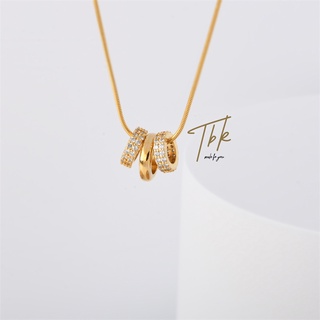 TBK 18K Gold Cubic Zirconia Pendant Necklace Accessories for Women 244n