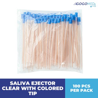 Disposable Saliva Suction TIps Clear with Colored Tip (Pack of 100pcs)