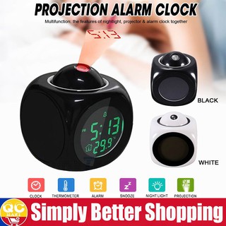 Multi-function Projection Alarm Clock Digital LCD Display Voice Temperature LED Ceiling Clock