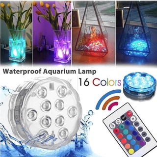 Waterproof LED Lamp 10 LED RGB Light Floral +Remote Submersible