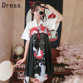Women Japanese Retro Cosplay Samurai suit Kimono Midi Dress (3)